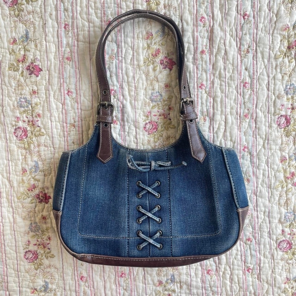 y2k corset style denim purse